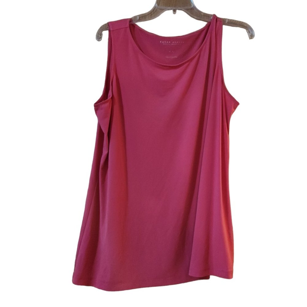 Susan Graver Modern Essentials Liquid Knit Tank Top -  Size XL - Paradise Pink